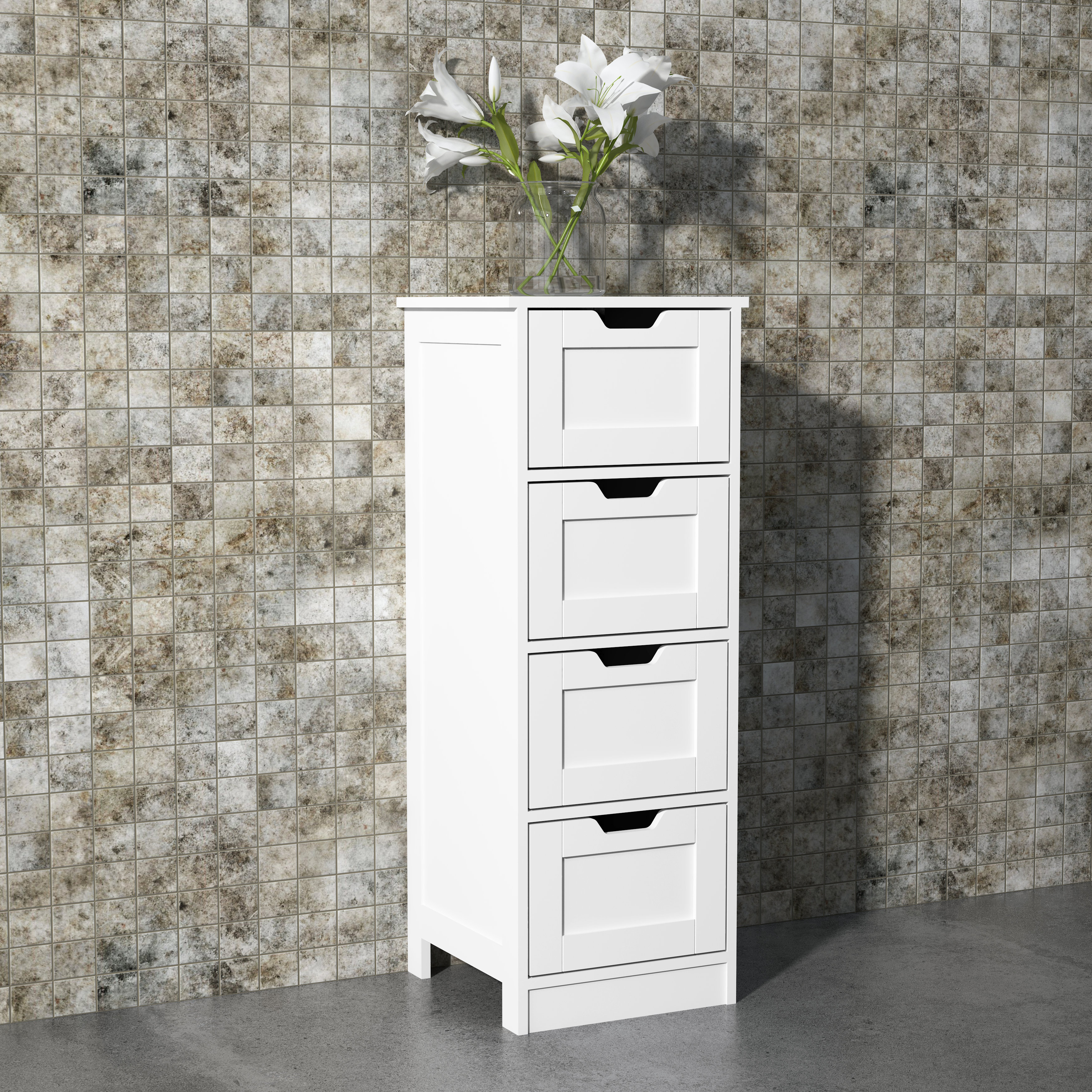 Badschrank Küchenschrank Beistellschrank Wohnzimmerschrank aus MDF weiß