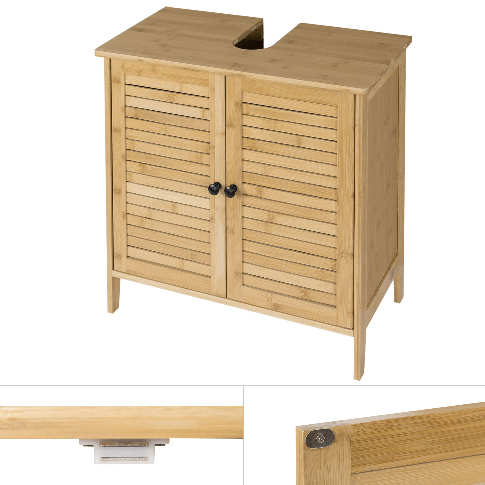 Badschrank Bambus Waschbecken Unterschrank Waschtisch Badmöbel