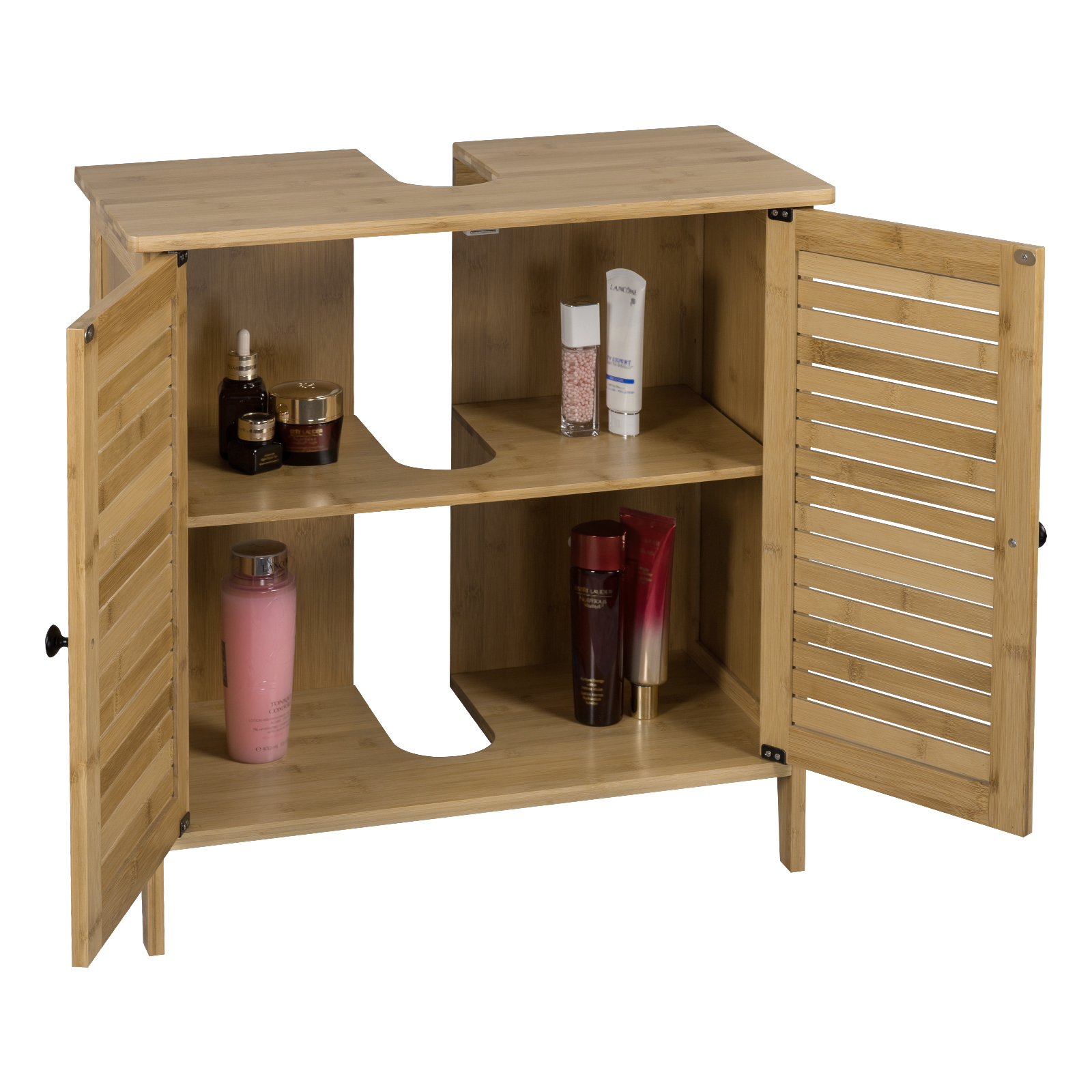 Badschrank Bambus Waschbecken Unterschrank Waschtisch Badmöbel