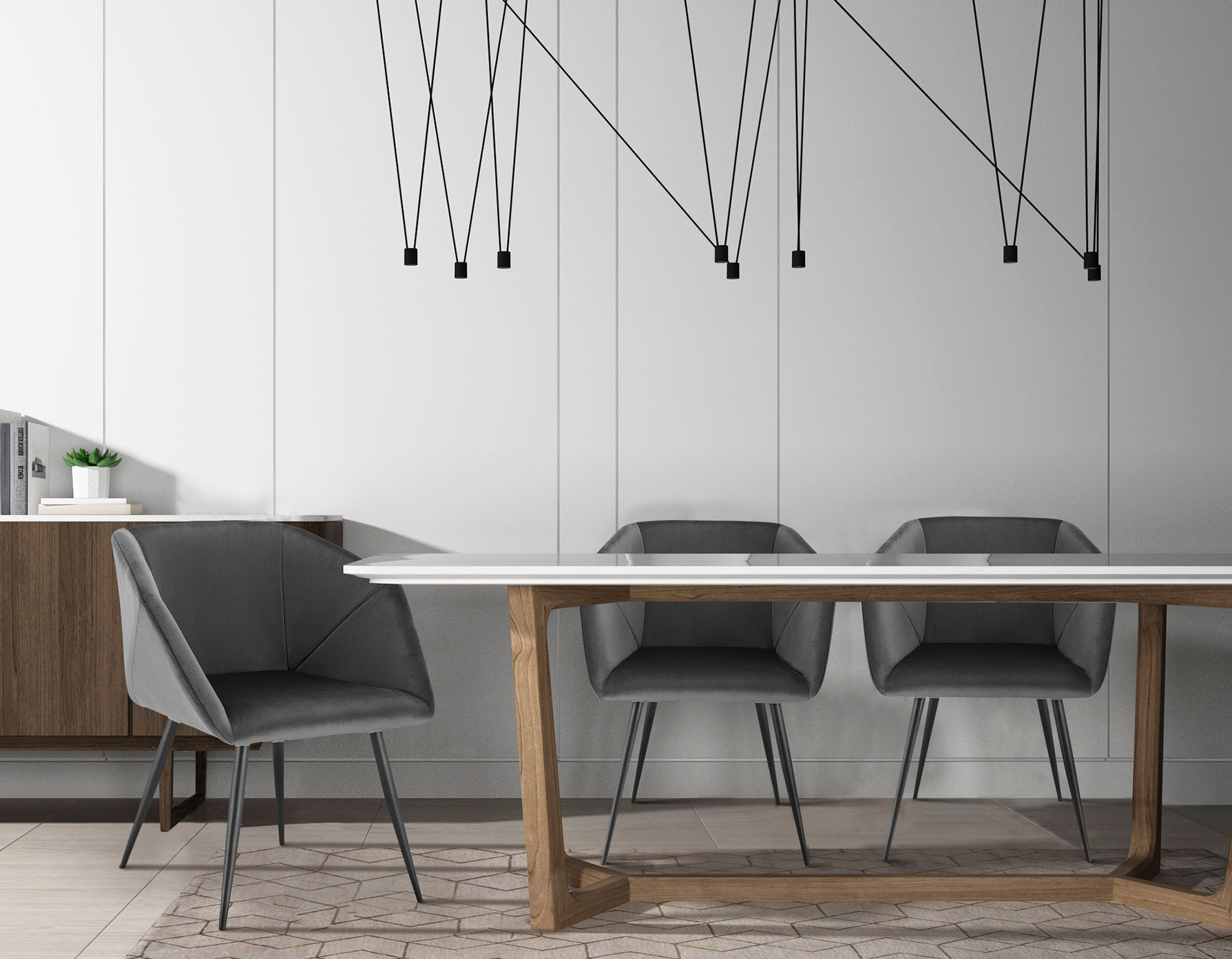 Esszimmerstuhl Küchenstuhl Polsterstuhl Wohnzimmerstuhl Samt Dunkelgrau