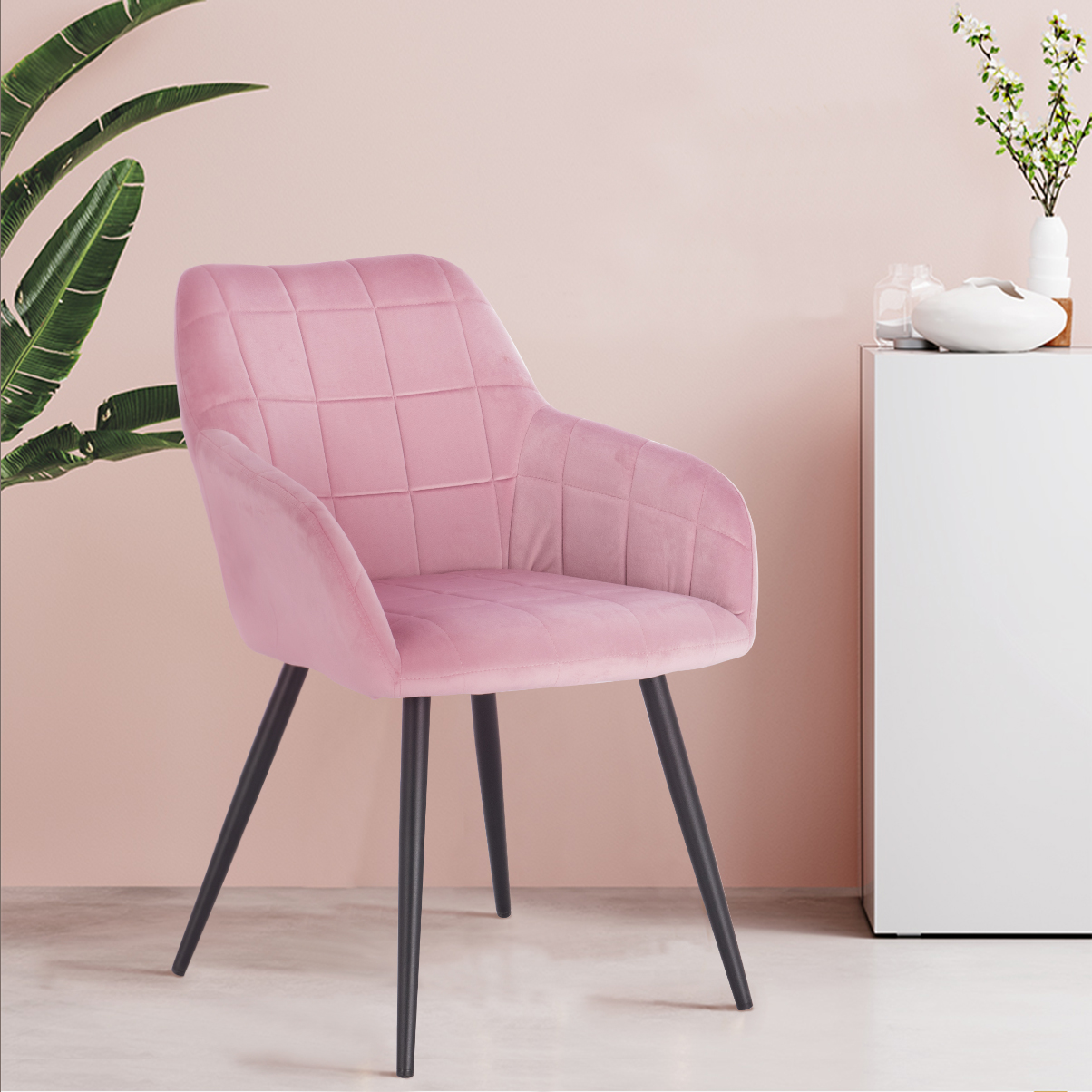 Esszimmerstuhl Küchenstuhl Polsterstuhl Wohnzimmerstuhl Samt Rosa e824