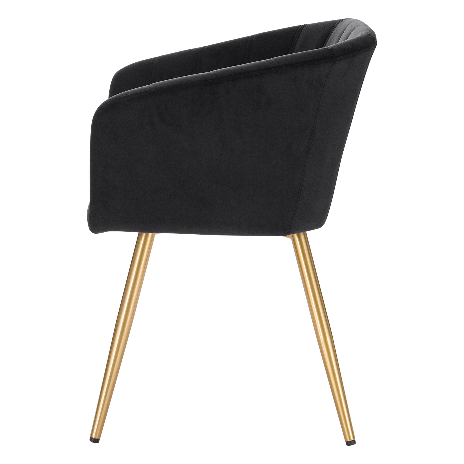 1xEsszimmerstuhl Stuhl Wohnzimmerstuhl Armlehne Samt Goldene Schwarz