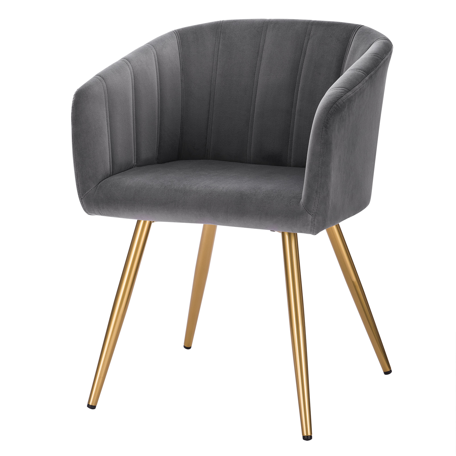 1xEsszimmerstuhl Stuhl Wohnzimmerstuhl Armlehne Samt Goldene Dunkelgrau