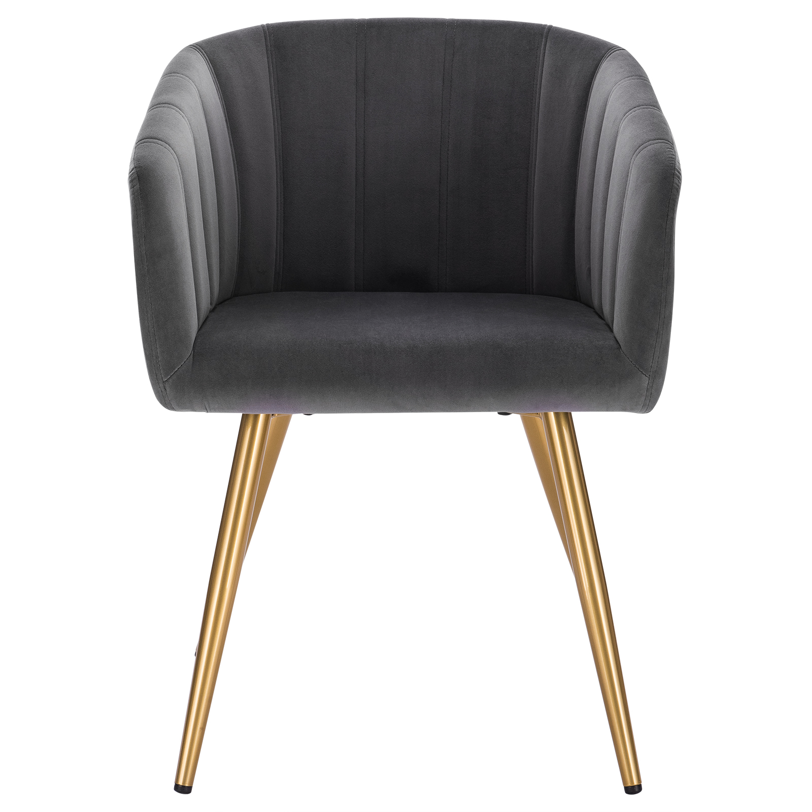 1xEsszimmerstuhl Stuhl Wohnzimmerstuhl Armlehne Samt Goldene Dunkelgrau