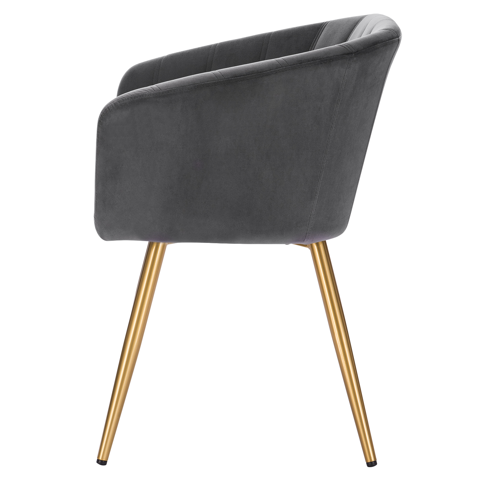 1xEsszimmerstuhl Stuhl Wohnzimmerstuhl Armlehne Samt Goldene Dunkelgrau