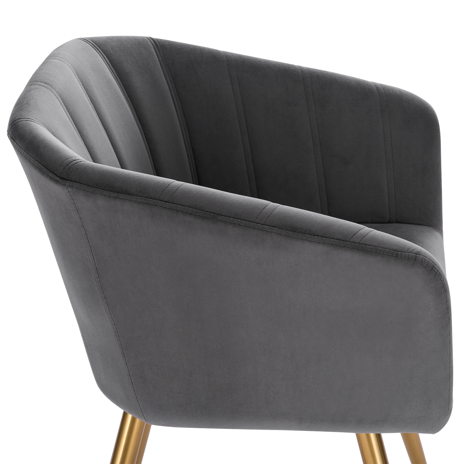 1xEsszimmerstuhl Stuhl Wohnzimmerstuhl Armlehne Samt Goldene Dunkelgrau
