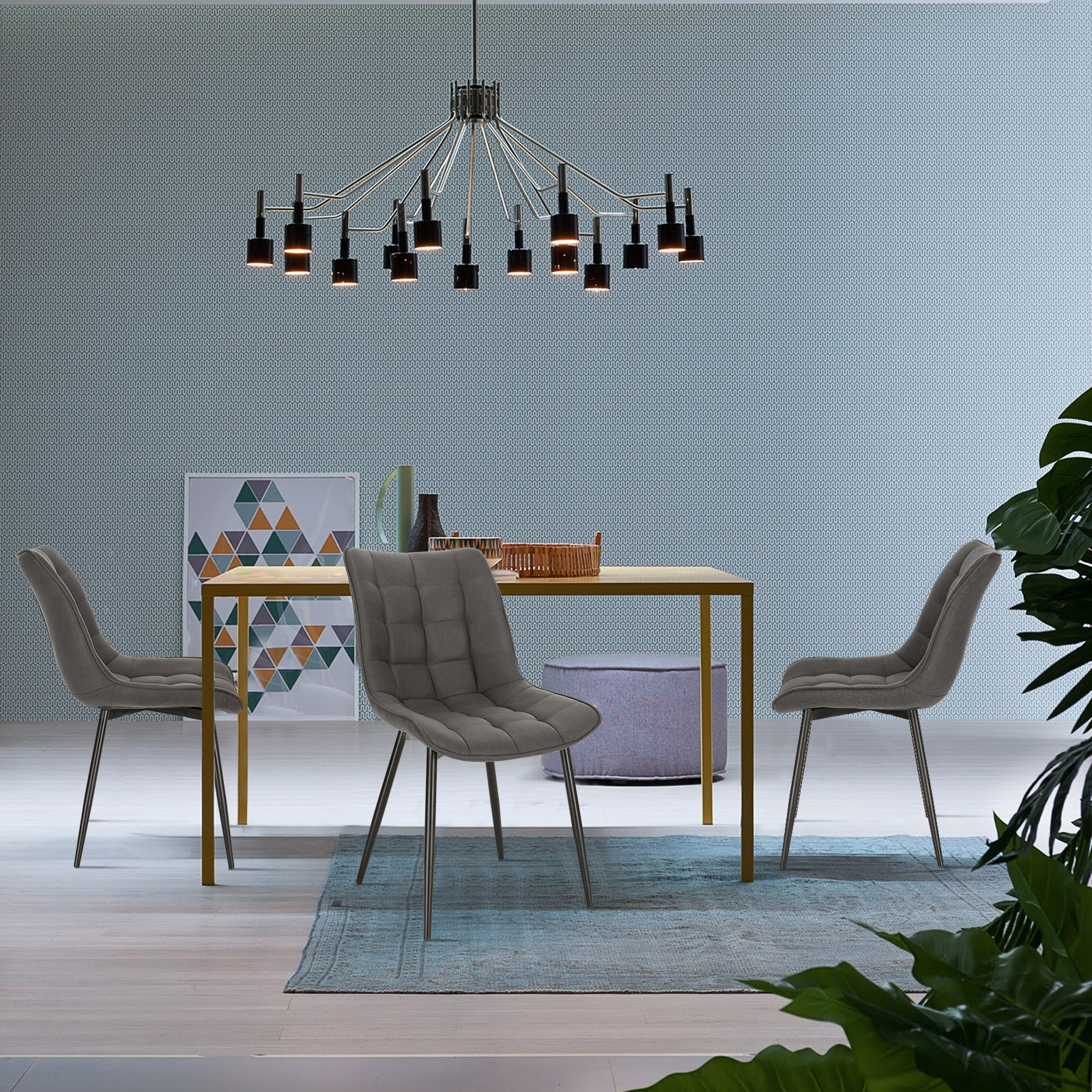 2xEsszimmerstuhl Stühle Küchenstuhl Polsterstuhl Stoffbezug Wohnzimmer