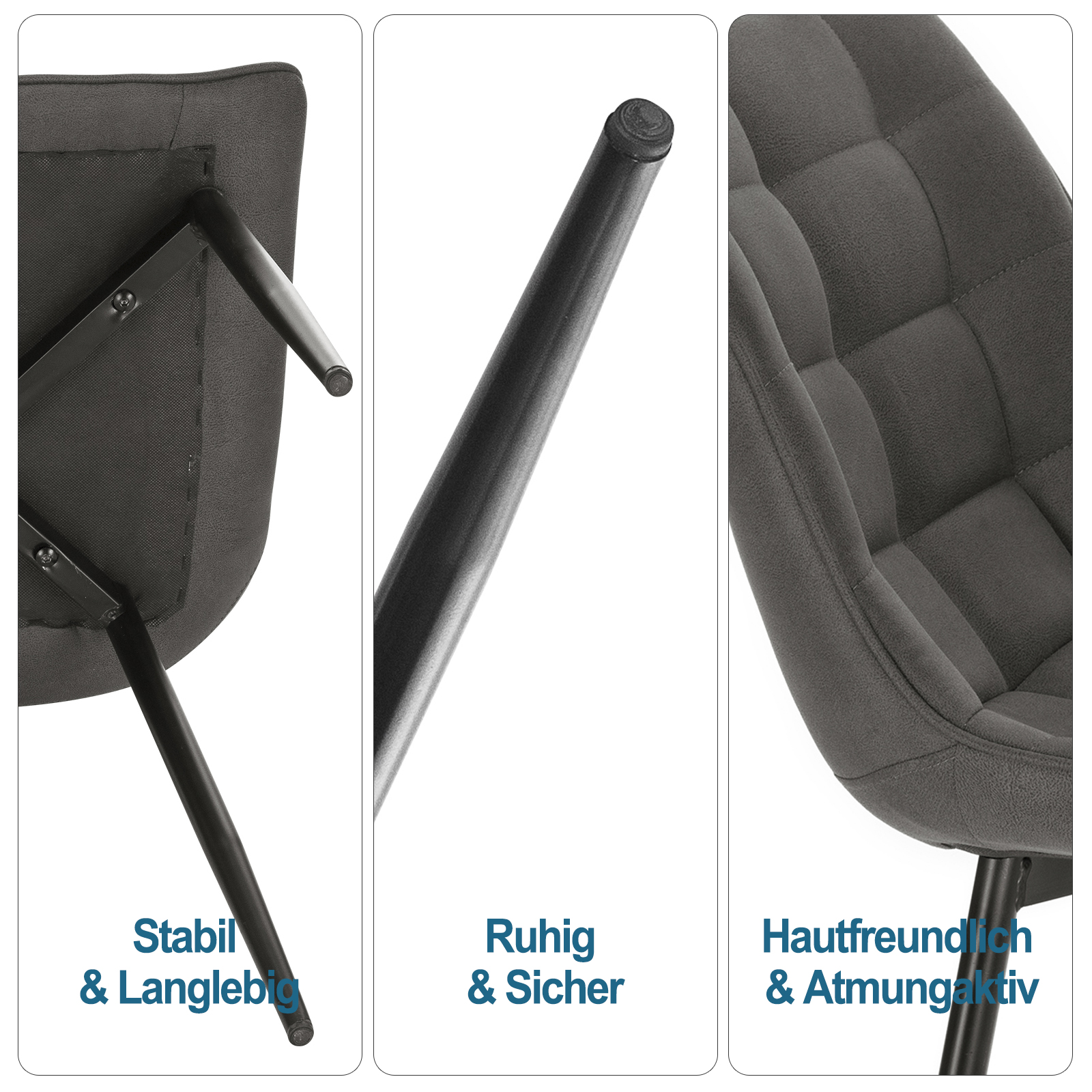 2xEsszimmerstuhl Stühle Küchenstuhl Polsterstuhl Stoffbezug Wohnzimmer