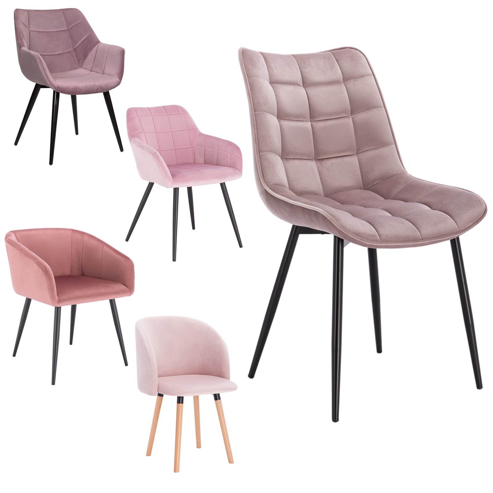 Esszimmerstuhl Küchenstuhl Polsterstuhl Wohnzimmerstuhl Samt Rosa e824
