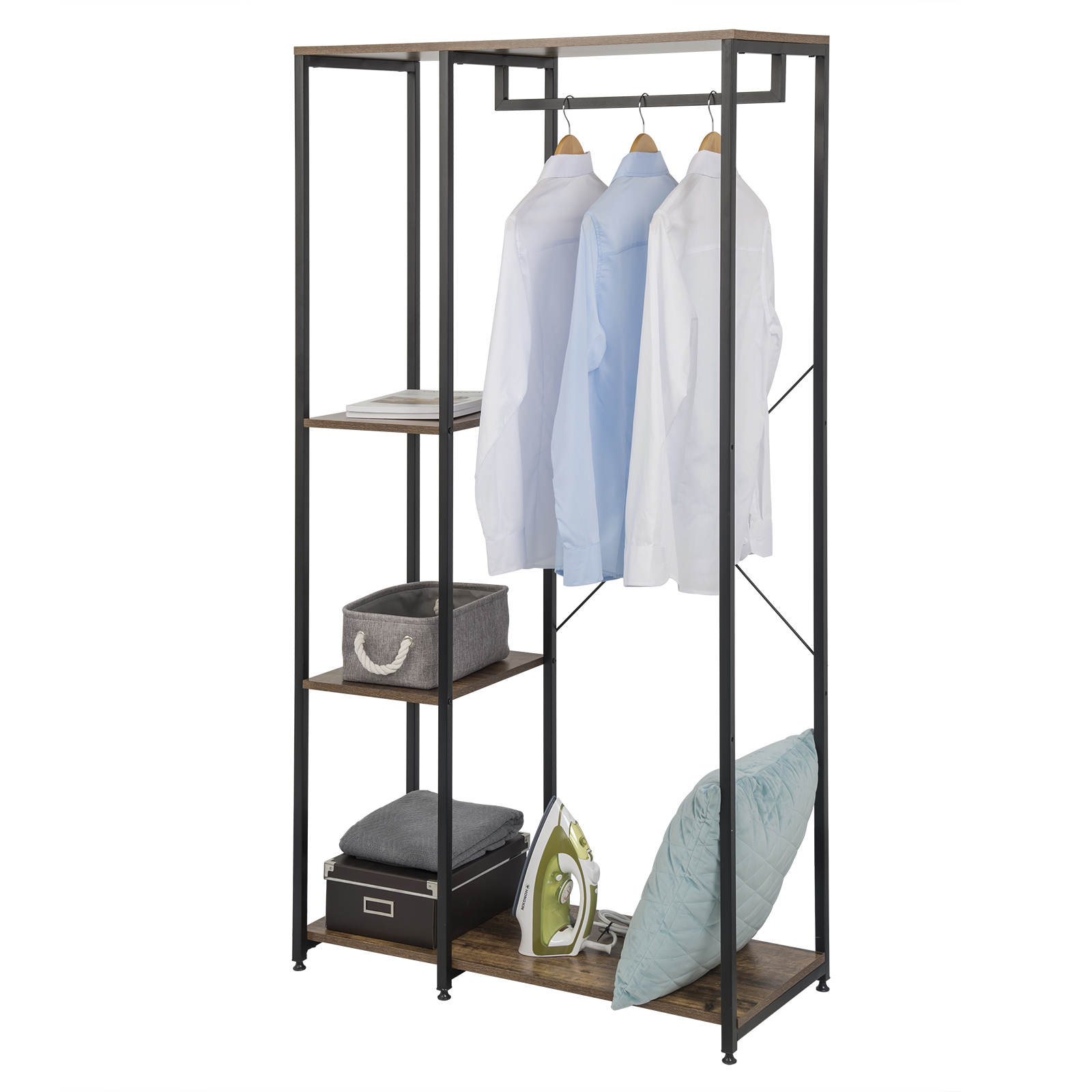 Kleiderständer Garderobenständer Kleidderstange Regal Metall mit Ablage