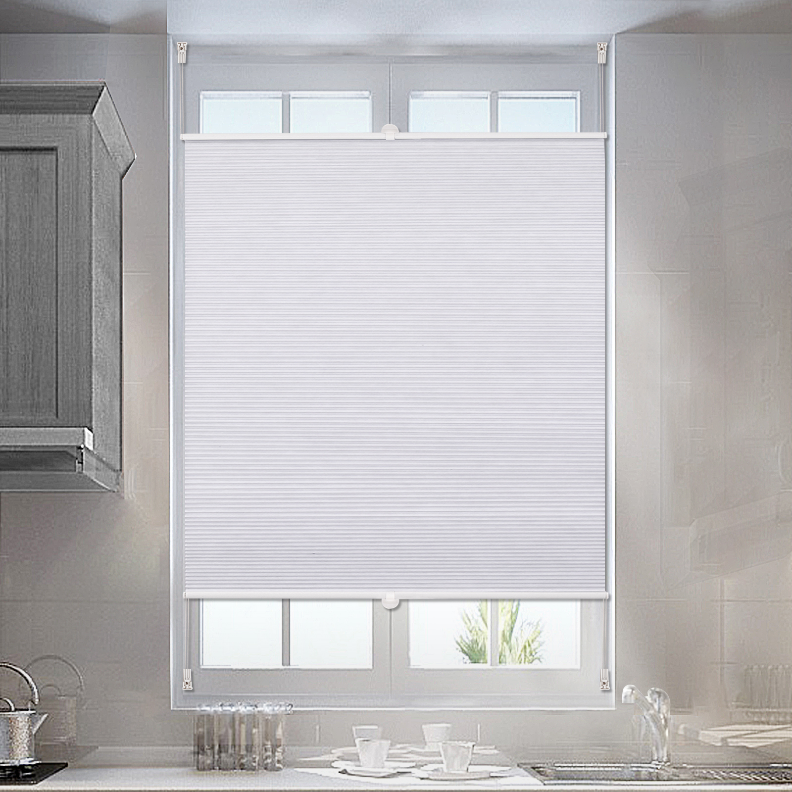 Wabenplissee Weiss Verdunkelung Klemmfix ohne Bohren Thermo Plissee